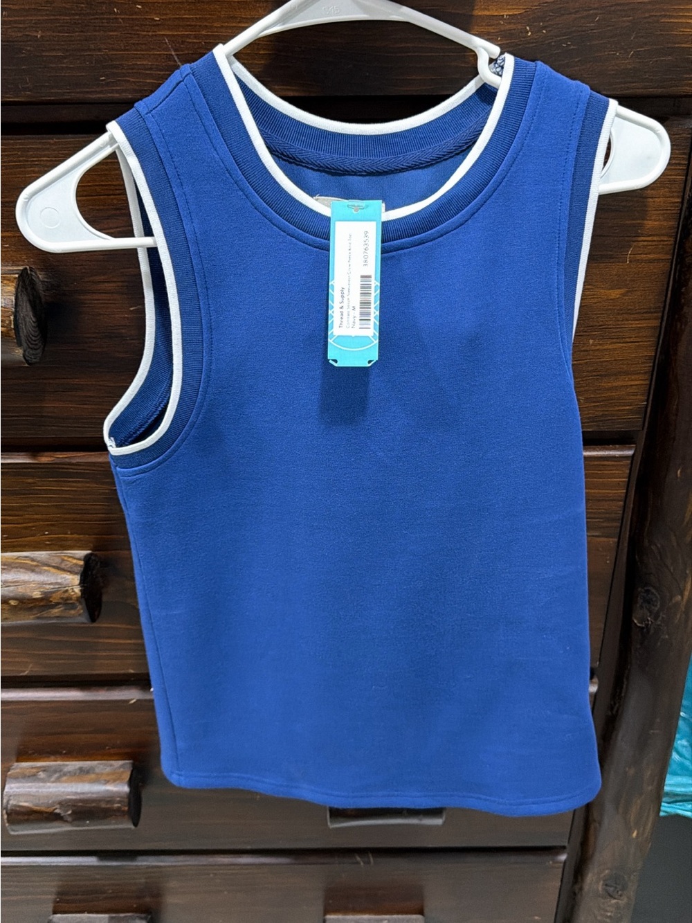 Kids Blue Sleeveless Tank Top with White Trim